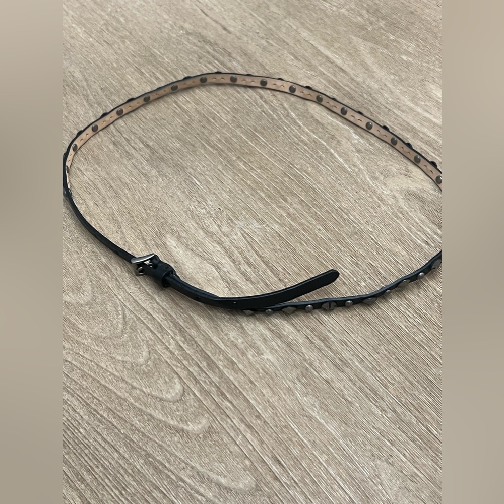 Jcrew black leather studded skinny belt medium